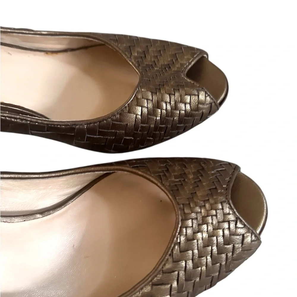 Cole Haan Nike‎ Air Gold Bronze Woven Leather Heels Pumps Womens 7.5